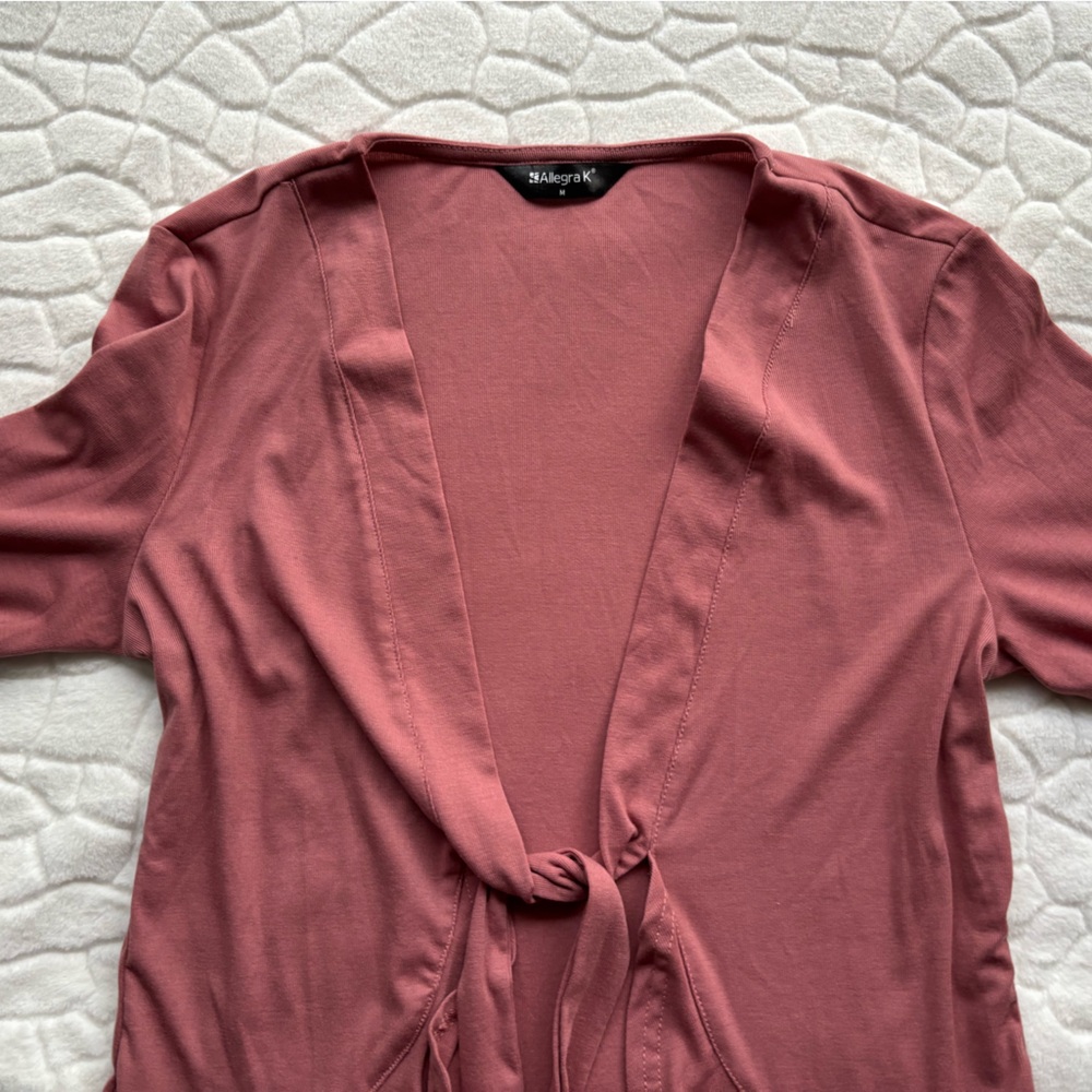 Women's Tie Front Knit Ruffled Long Sleeve Open Cardigan - Picture 10 of 13